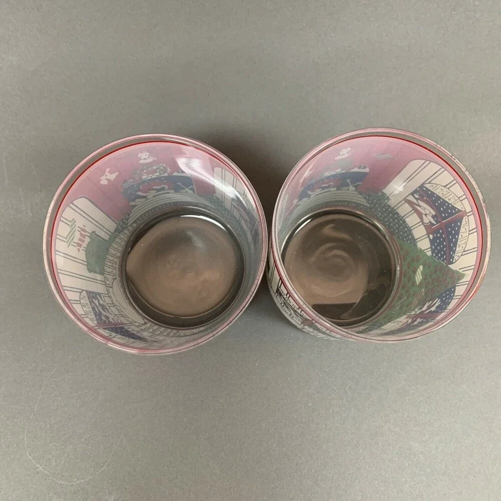 Jepcor Twas‎ Night Before Christmas Glasses Double Old Fashion 4 1/8 Lot of 2